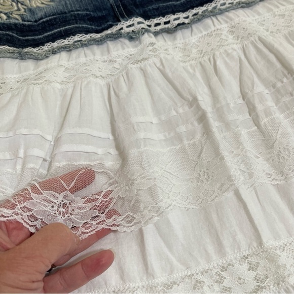 NWT Lucy Paris Denim and Lace Western Layered Skirt - Picture 14 of 16
